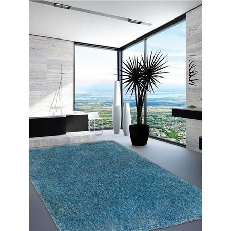 GLITZY RUGS Glitzy Rugs UBSK00111T3331A11 6 x 9 ft. Solid Turquoise White Hand Tufted Shag Polyester Area Rug UBSK00111T3331A11